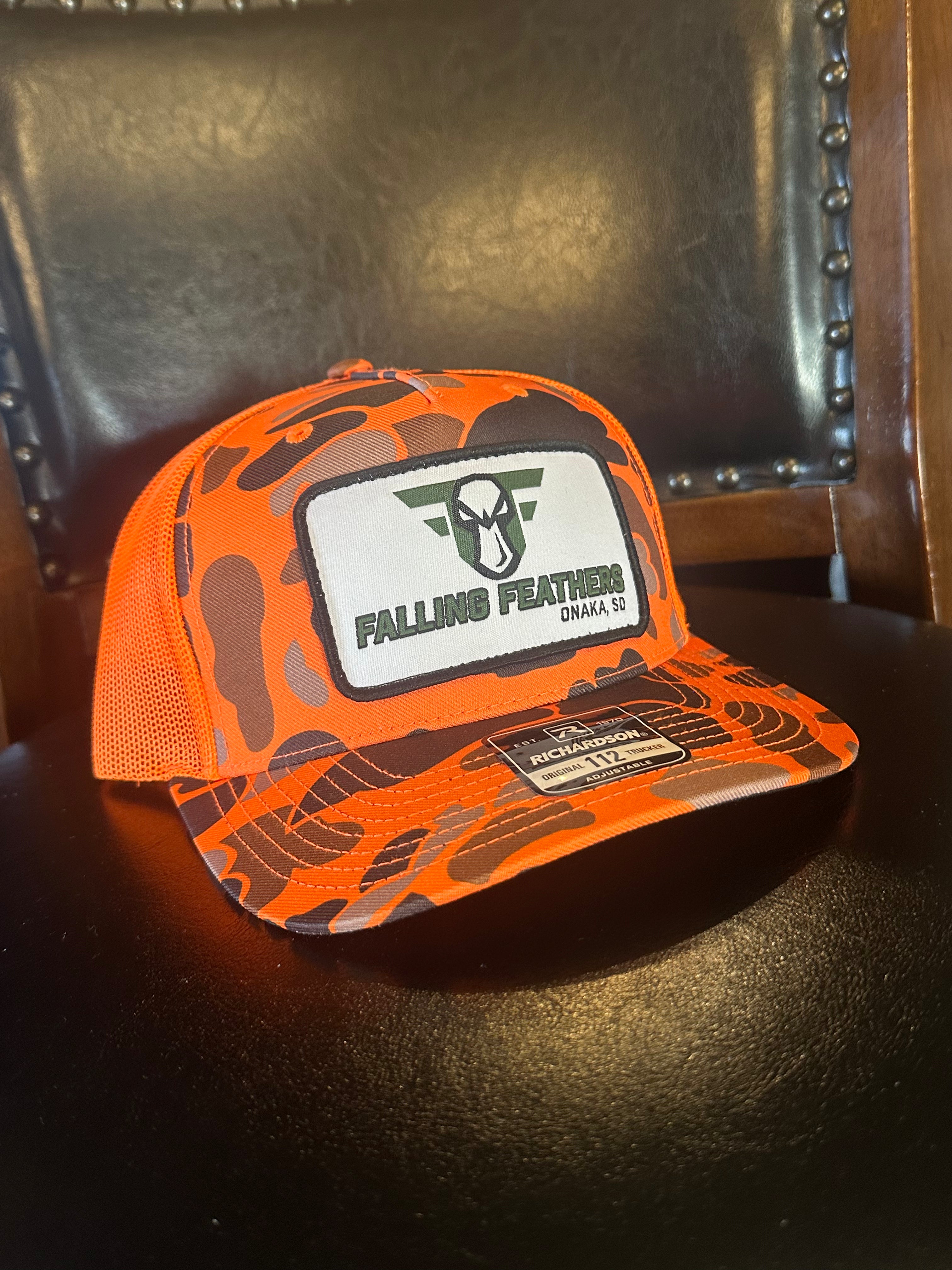 Orange old School Camo patch hat